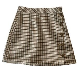 H&M Brown & Black Plaid Mini Skirt Size 2